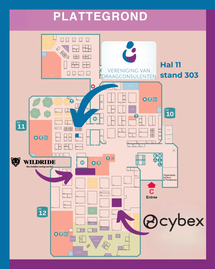 De locatie van onze stand en de stands van enkele sponsoren op de negenmaandenbeurs